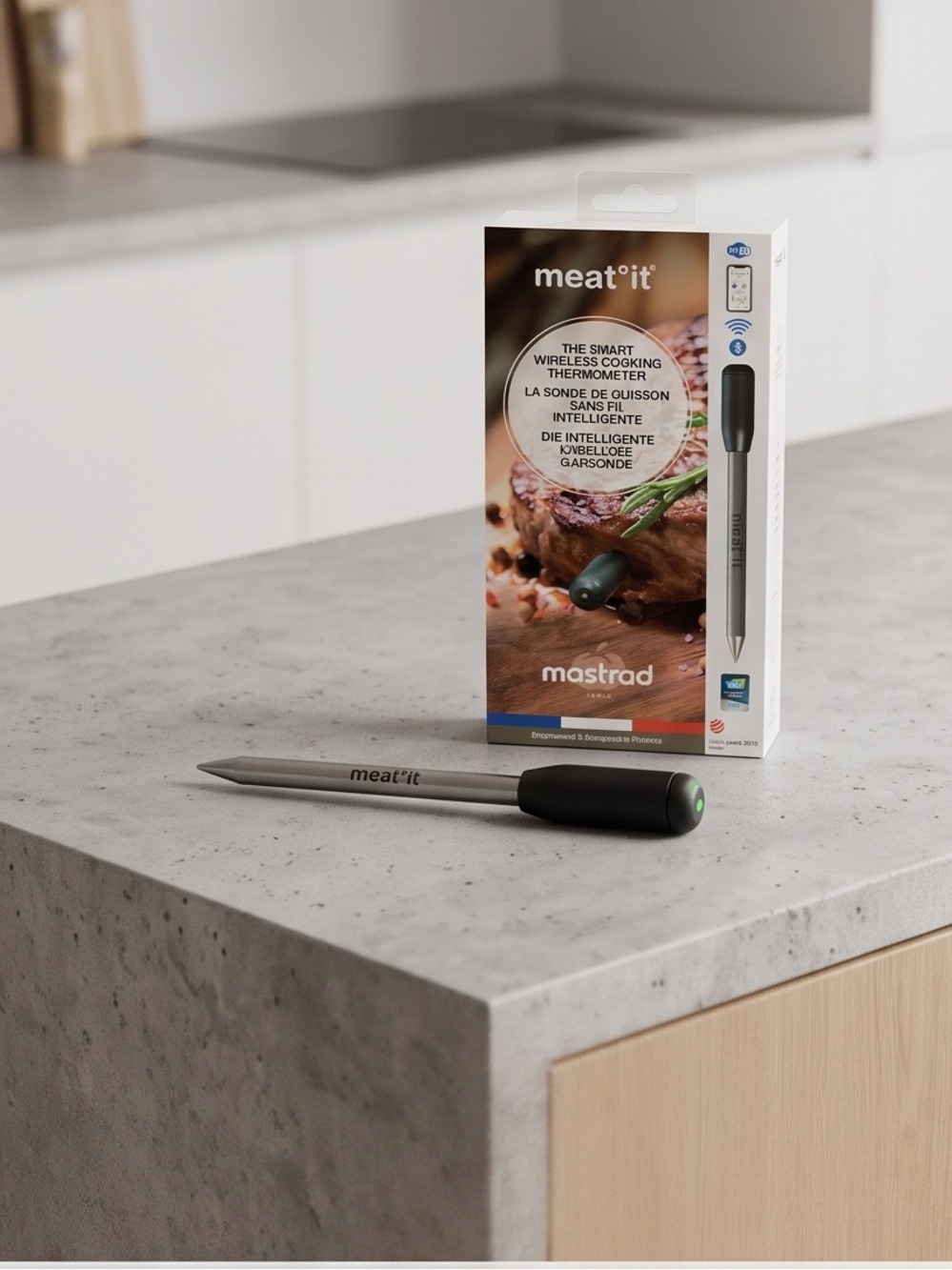 meat'it Wireless Cooking Thermometer Probe - Black/Silver by Mastrad